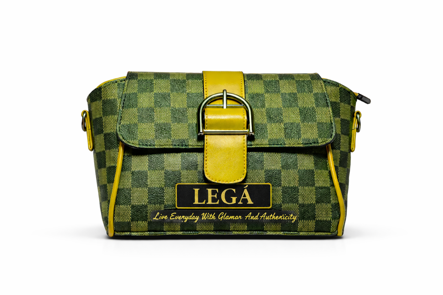 LEGÁ Emerald Check D-Buckle Sling Bag (Vegan Artificial Leather)